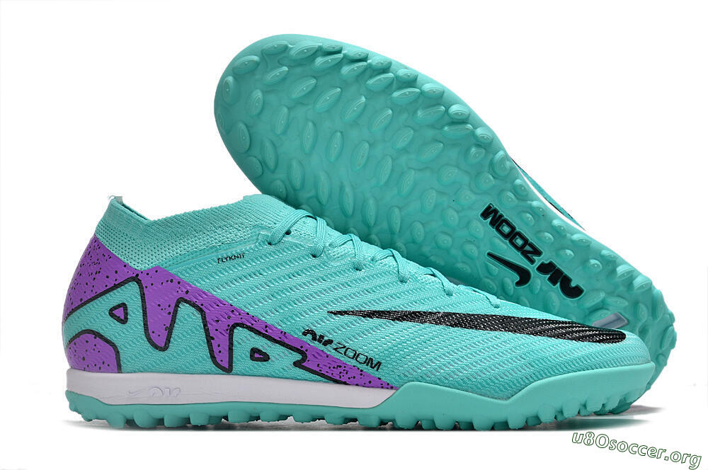 Nike Air Zoom Mercurial Vapor 15 Elite TF Football Shoes - Turquoise/Black/White/Purple 2