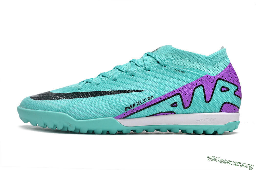 Nike Air Zoom Mercurial Vapor 15 Elite TF Football Shoes - Turquoise/Black/White/Purple 3
