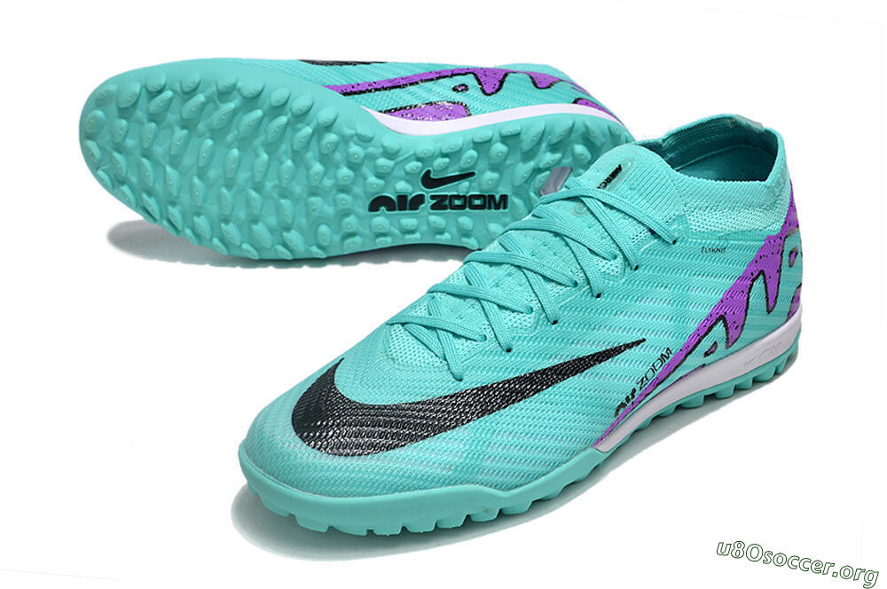 Nike Air Zoom Mercurial Vapor 15 Elite TF Football Shoes - Turquoise/Black/White/Purple 0