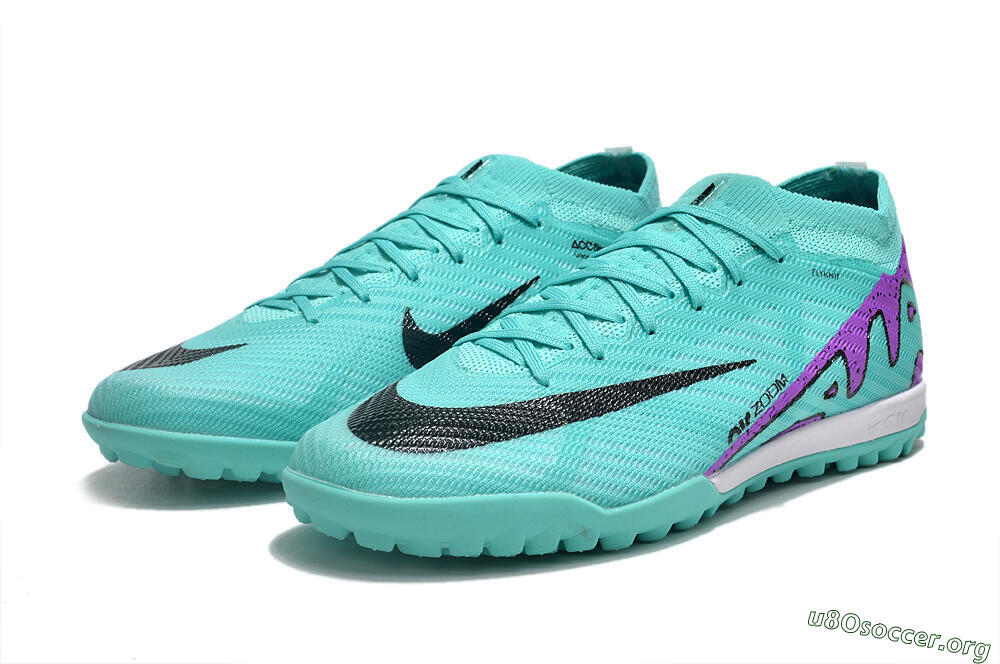 Nike Air Zoom Mercurial Vapor 15 Elite TF Football Shoes - Turquoise/Black/White/Purple 5