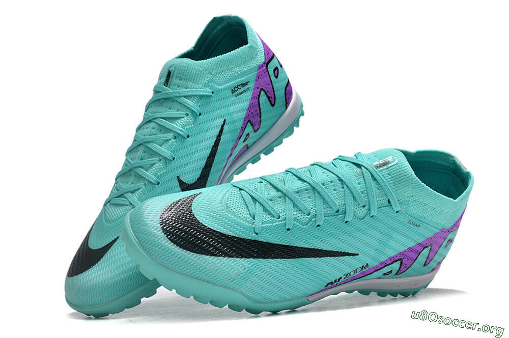 Nike Air Zoom Mercurial Vapor 15 Elite TF Football Shoes - Turquoise/Black/White/Purple 6