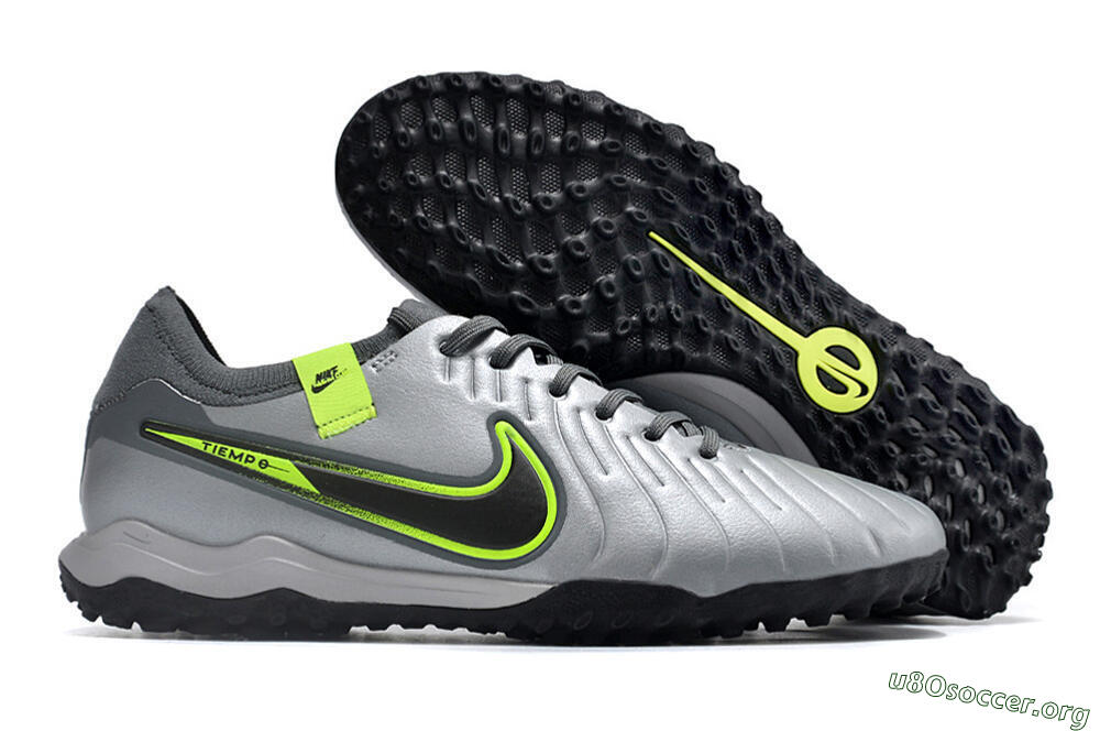 Nike Tiempo Legend X Pro TF Football Shoes - Silver/Black/Yellow 2