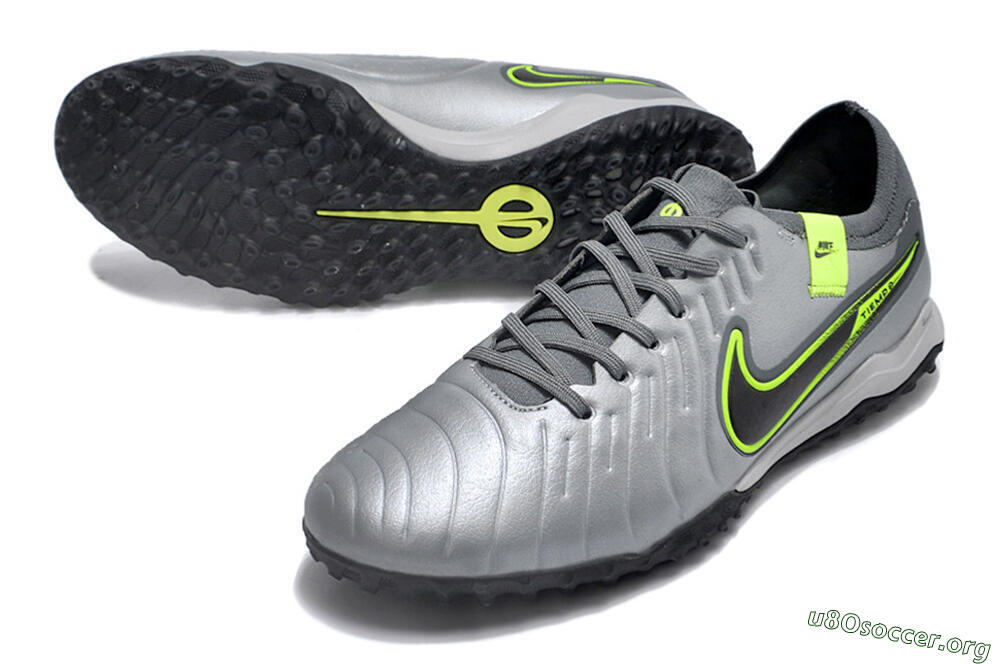 Nike Tiempo Legend X Pro TF Football Shoes - Silver/Black/Yellow 0