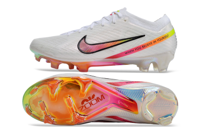 Nike Air Zoom Mercurial Vapor 15 Elite FG Football Boots - White/Pink/Black/Yellow/Gold