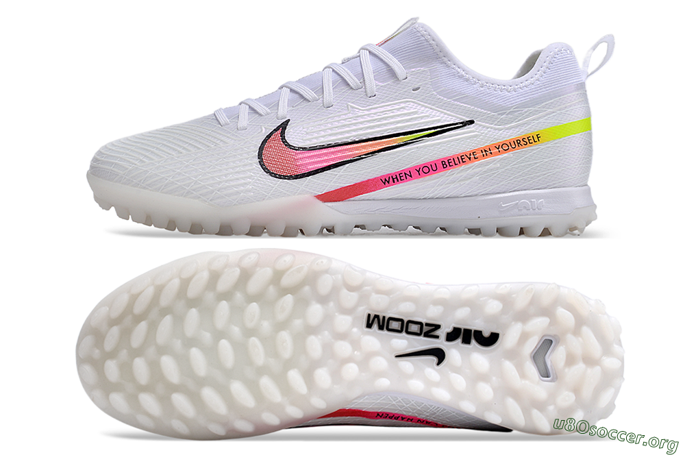 Nike Air Zoom Mercurial Vapor 15 Pro TF Football Shoes - White/Pink/Black/Yellow 1