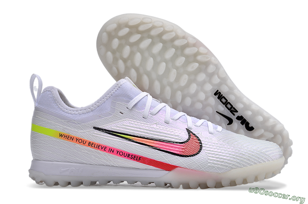 Nike Air Zoom Mercurial Vapor 15 Pro TF Football Shoes - White/Pink/Black/Yellow 2