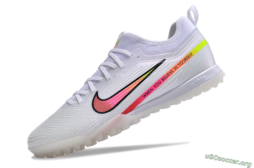Nike Air Zoom Mercurial Vapor 15 Pro TF Football Shoes - White/Pink/Black/Yellow 5