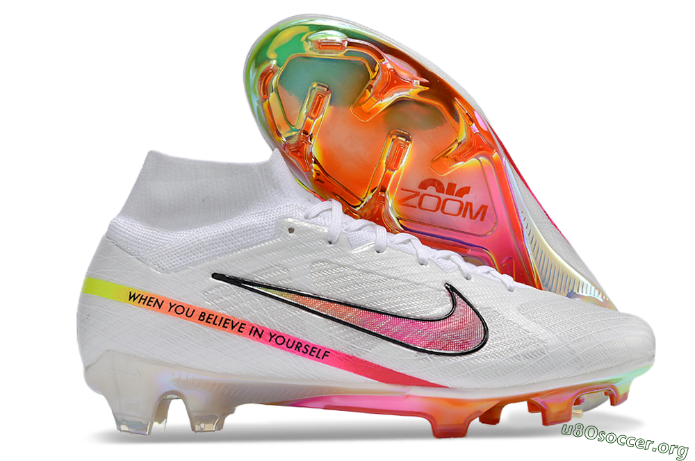 Nike Air Zoom Mercurial Superfly 9 Elite FG Football Boots - White/Pink/Black/Yellow/Gold 2