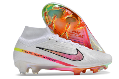 Nike Air Zoom Mercurial Superfly 9 Elite FG Football Boots - White/Pink/Black/Yellow/Gold