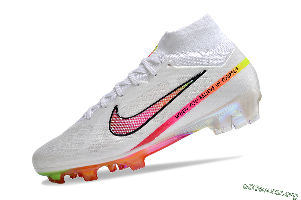 Nike Air Zoom Mercurial Superfly 9 Elite FG Football Boots - White/Pink/Black/Yellow/Gold 5
