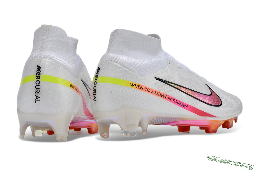 Nike Air Zoom Mercurial Superfly 9 Elite FG Football Boots - White/Pink/Black/Yellow/Gold 6