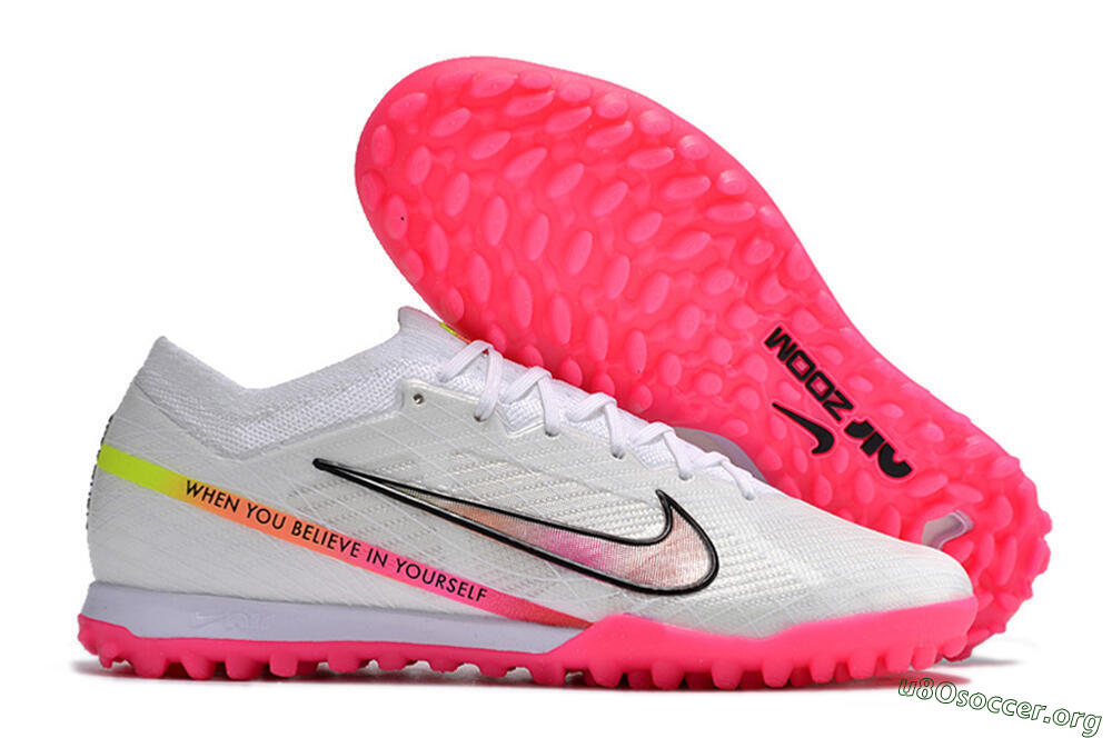 Nike Air Zoom Mercurial Vapor 15 Elite TF Football Shoes - White/Pink/Black/Yellow 2