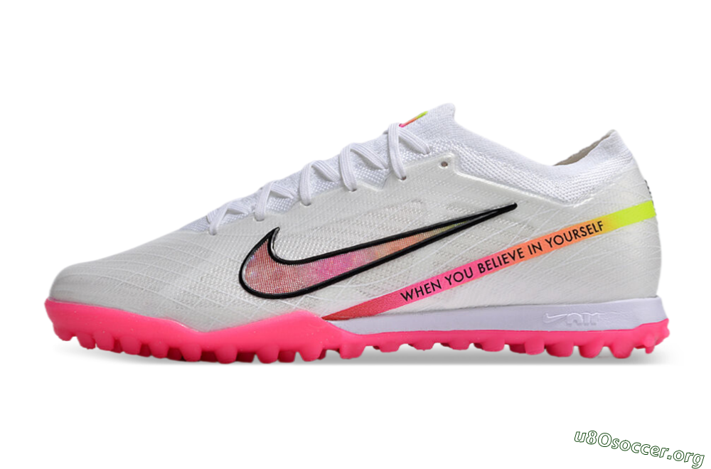 Nike Air Zoom Mercurial Vapor 15 Elite TF Football Shoes - White/Pink/Black/Yellow 3