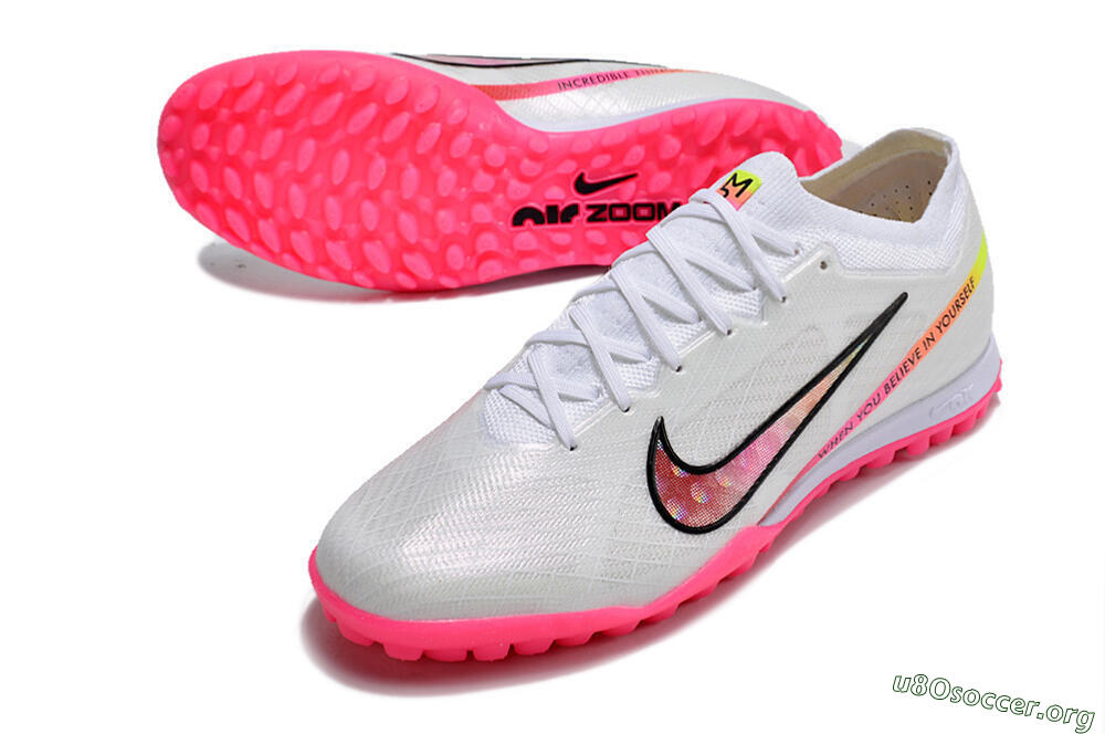 Nike Air Zoom Mercurial Vapor 15 Elite TF Football Shoes - White/Pink/Black/Yellow 0