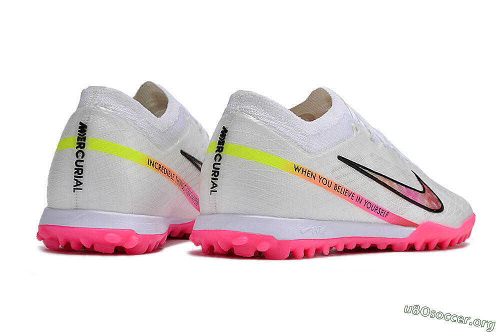 Nike Air Zoom Mercurial Vapor 15 Elite TF Football Shoes - White/Pink/Black/Yellow 6