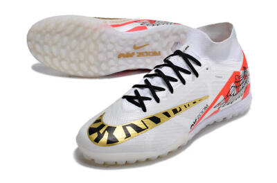 Nike Air Zoom Mercurial Superfly 9 Elite TF Football Shoes - White/Red/Gold