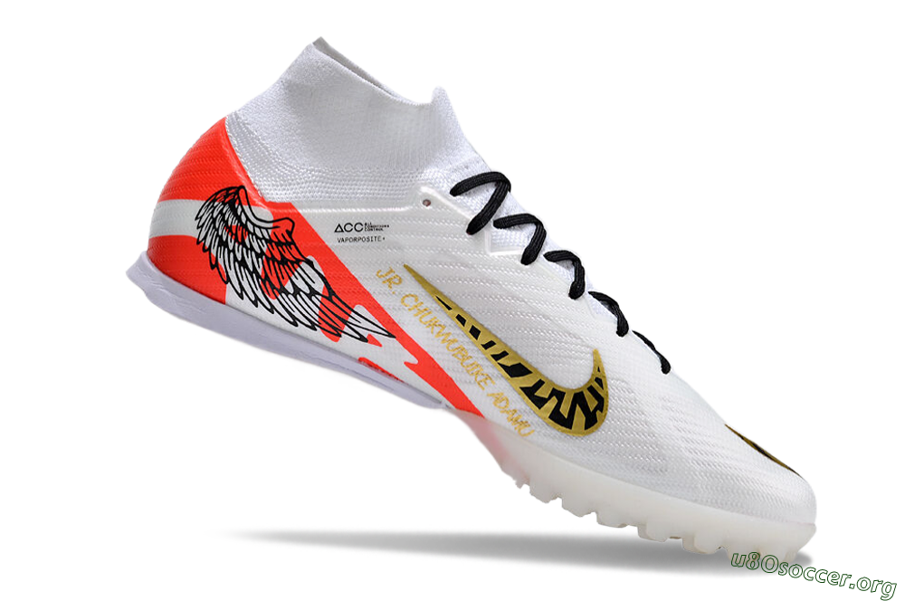 Nike Air Zoom Mercurial Superfly 9 Elite TF Football Shoes - White/Red/Gold 4