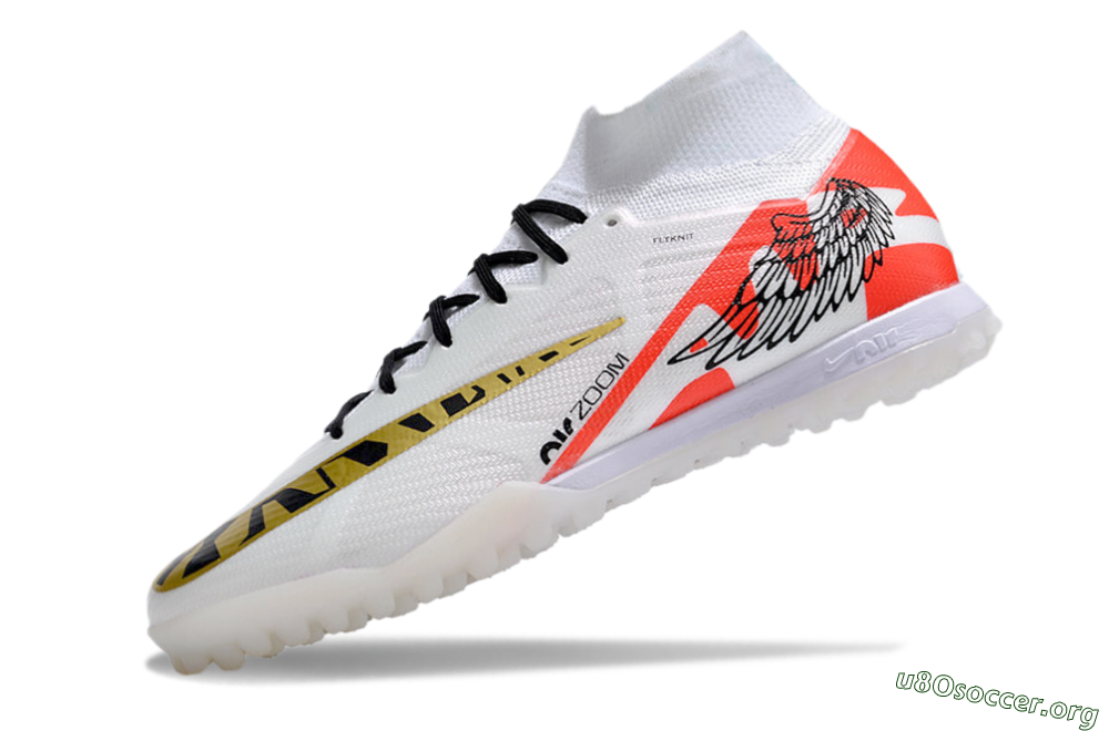 Nike Air Zoom Mercurial Superfly 9 Elite TF Football Shoes - White/Red/Gold 5