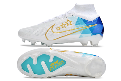 Nike Air Zoom Mercurial Superfly 9 Elite FG Football Boots - White/Blue/Gold
