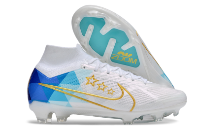 Nike Air Zoom Mercurial Superfly 9 Elite FG Football Boots - White/Blue/Gold