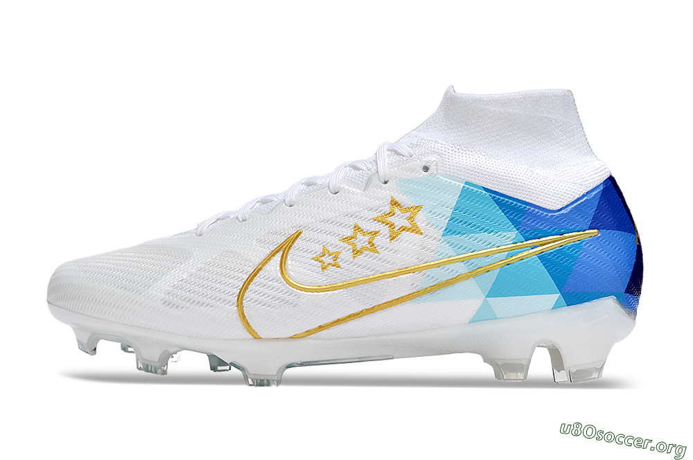 Nike Air Zoom Mercurial Superfly 9 Elite FG Football Boots - White/Blue/Gold 3