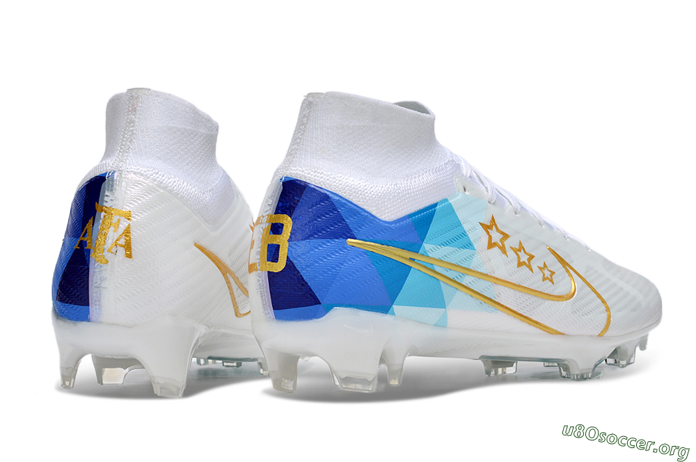 Nike Air Zoom Mercurial Superfly 9 Elite FG Football Boots - White/Blue/Gold 6