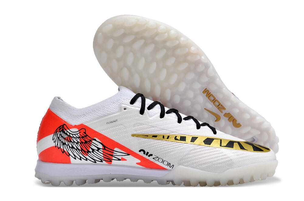 Nike Air Zoom Mercurial Vapor 15 Elite TF Football Shoes - White/Red/Gold 2