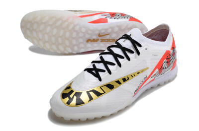 Nike Air Zoom Mercurial Vapor 15 Elite TF Football Shoes - White/Red/Gold