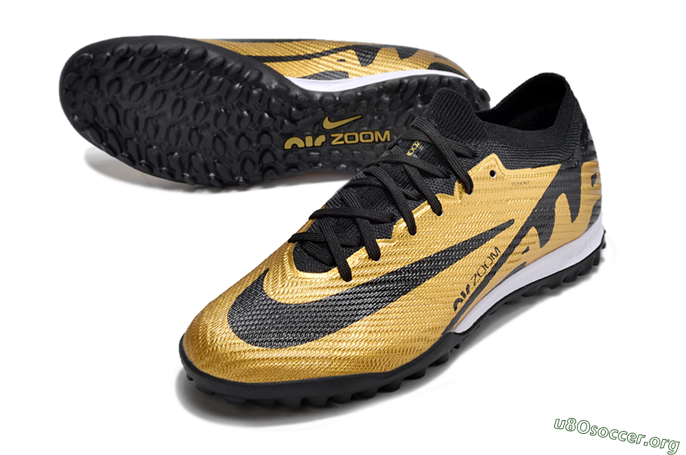 Nike Air Zoom Mercurial Vapor 15 Elite TF Football Shoes - Gold/Black/White 0