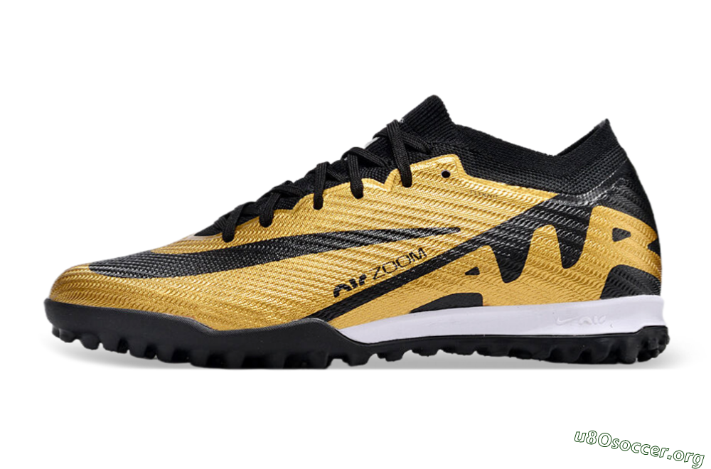 Nike Air Zoom Mercurial Vapor 15 Elite TF Football Shoes - Gold/Black/White 3