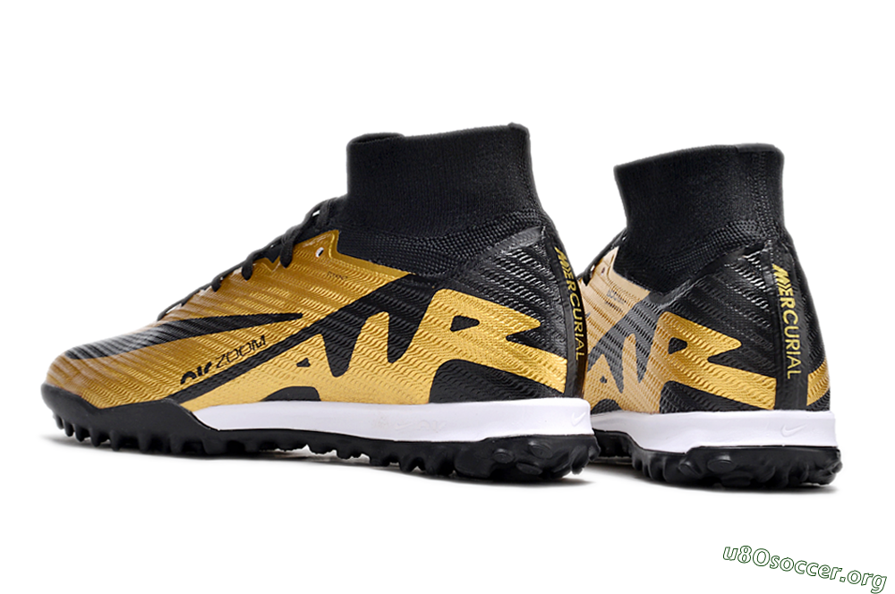 Nike Air Zoom Mercurial Superfly 9 Elite TF Football Shoes - Gold/Black/White 5