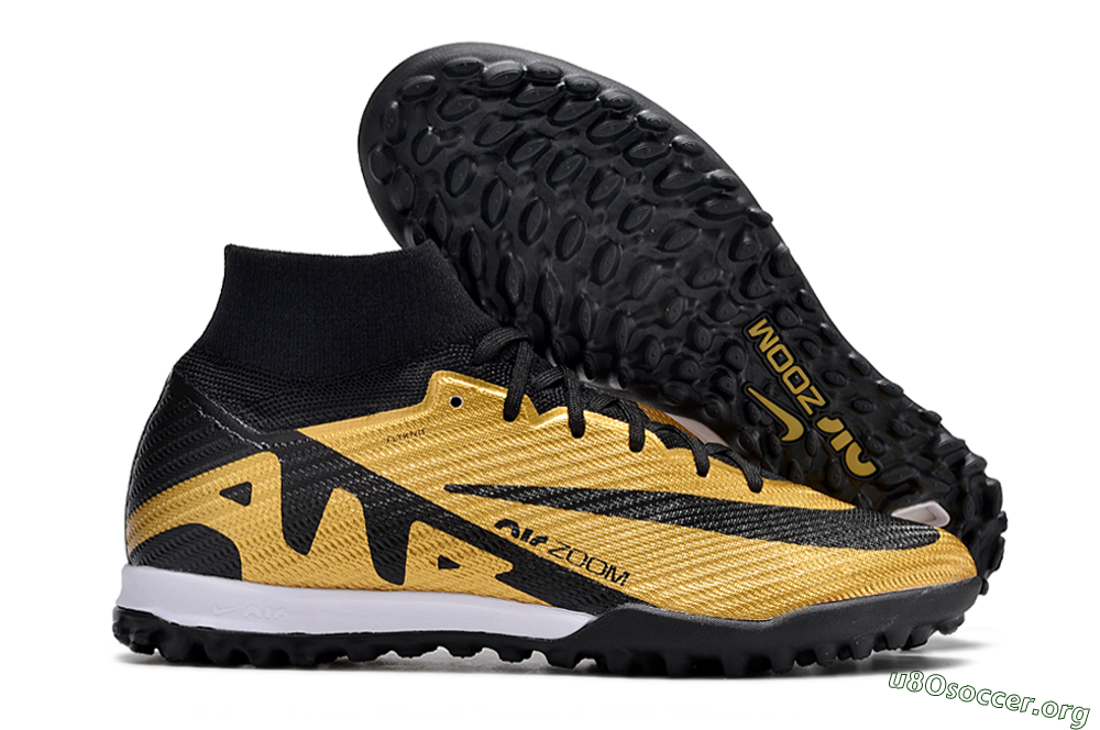 Nike Air Zoom Mercurial Superfly 9 Elite TF Football Shoes - Gold/Black/White 2