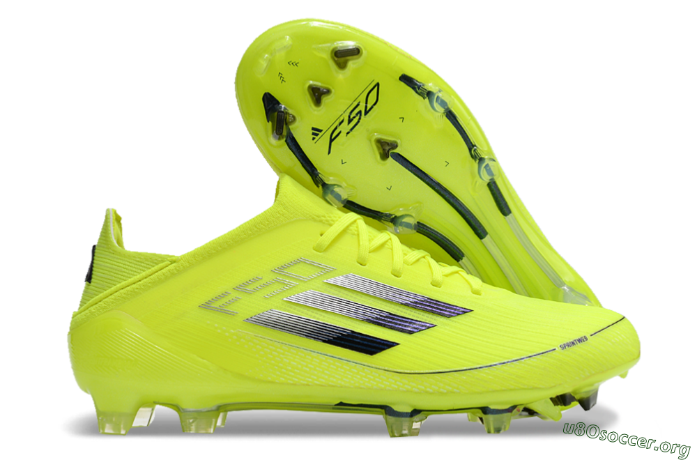 Adidas F50 Adizero FG Football Boots - Yellow/Blue 2