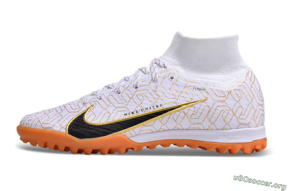 Nike Air Zoom Mercurial Superfly 9 Elite TF Football Shoes - White/Black/Gold 3