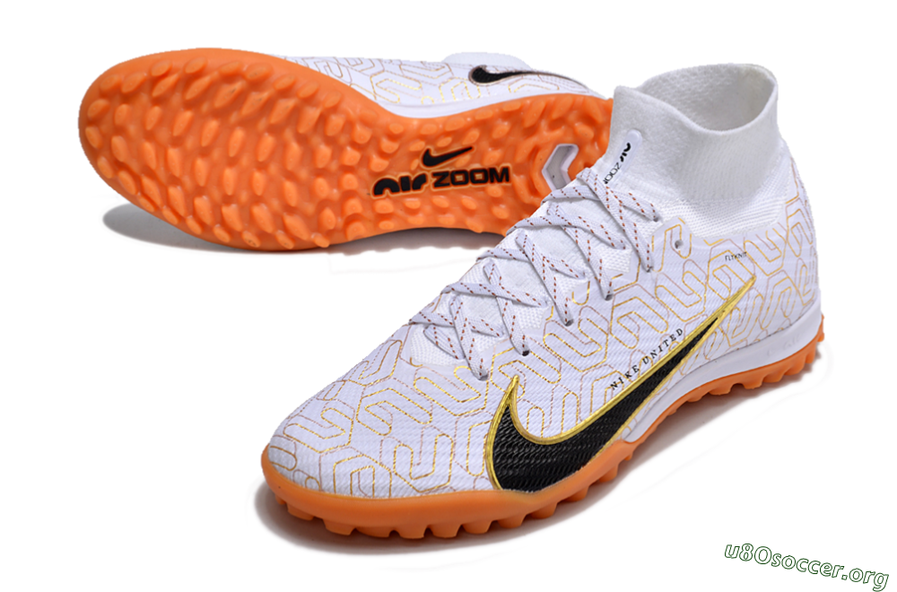 Nike Air Zoom Mercurial Superfly 9 Elite TF Football Shoes - White/Black/Gold 0