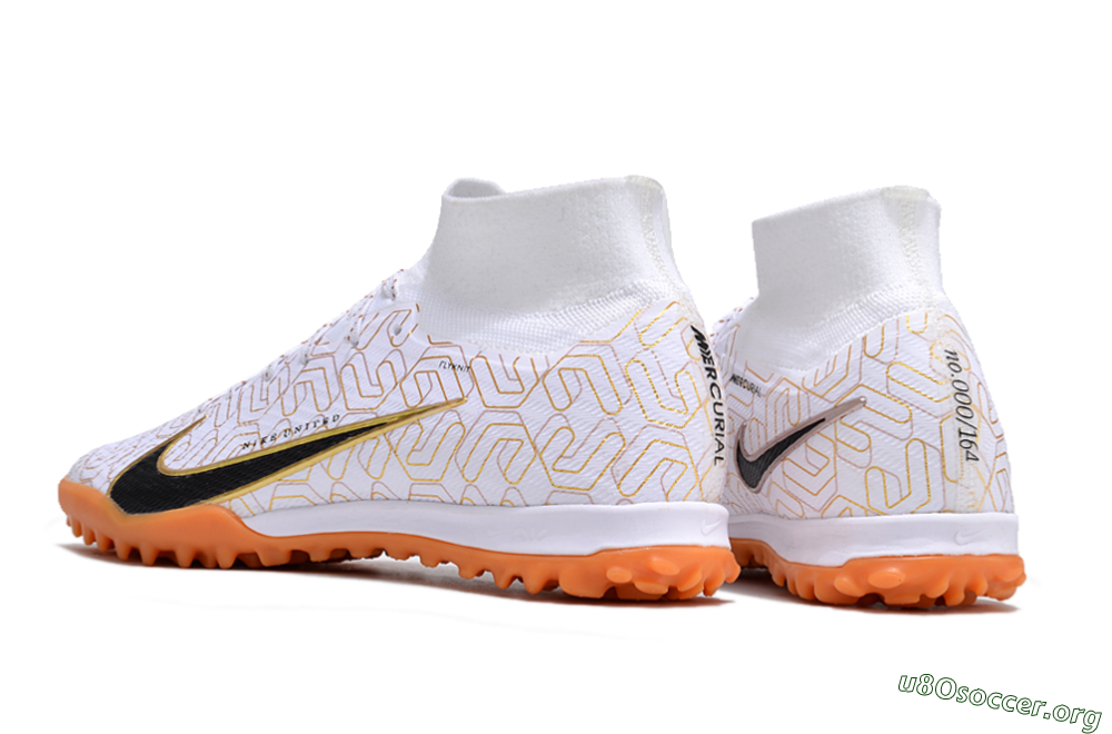 Nike Air Zoom Mercurial Superfly 9 Elite TF Football Shoes - White/Black/Gold 4
