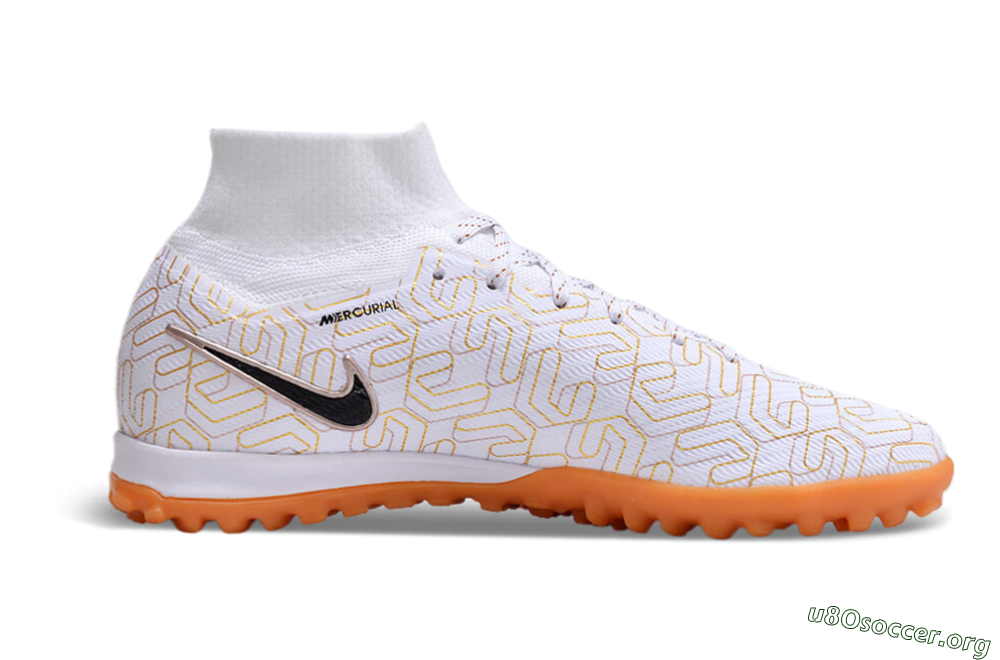 Nike Air Zoom Mercurial Superfly 9 Elite TF Football Shoes - White/Black/Gold 5