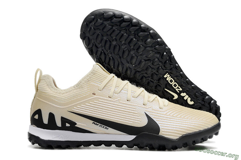 Nike Air Zoom Mercurial Vapor 15 Elite TF Football Shoes - Beige/Black/White 2