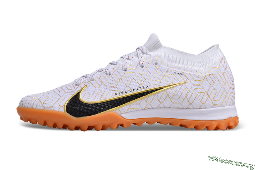Nike Air Zoom Mercurial Vapor 15 Elite TF Football Shoes - White/Black/Gold 3