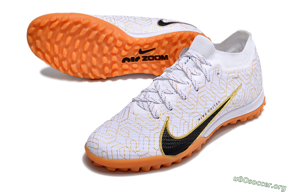 Nike Air Zoom Mercurial Vapor 15 Elite TF Football Shoes - White/Black/Gold 0