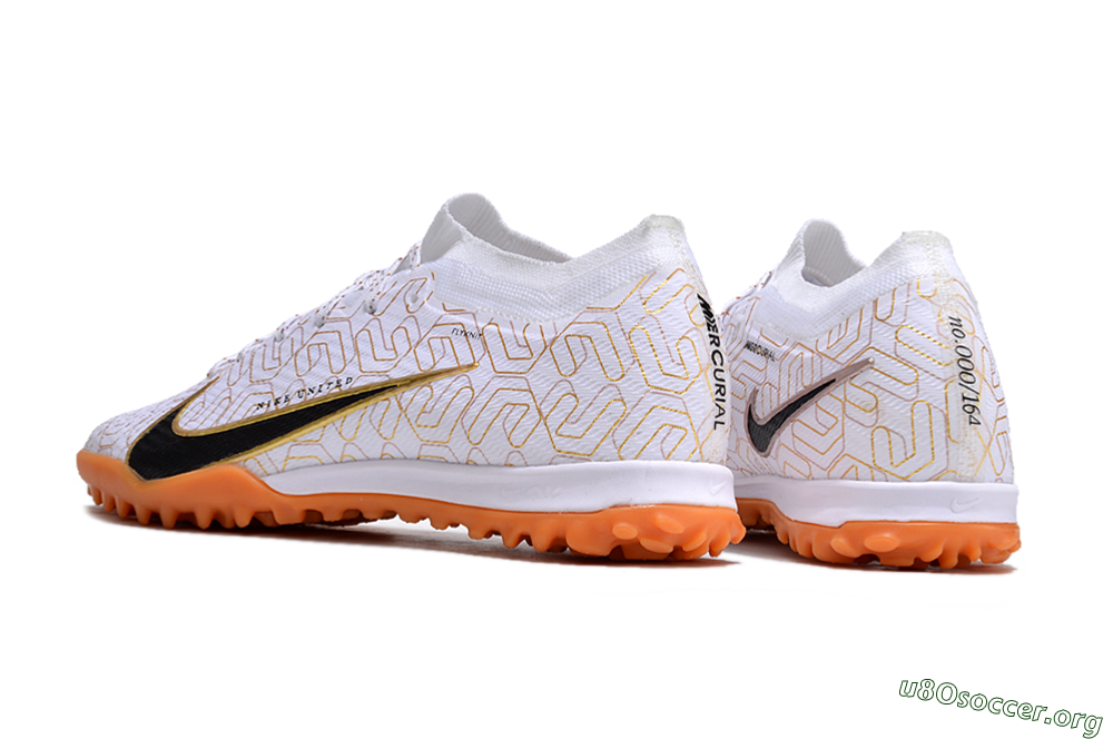 Nike Air Zoom Mercurial Vapor 15 Elite TF Football Shoes - White/Black/Gold 4