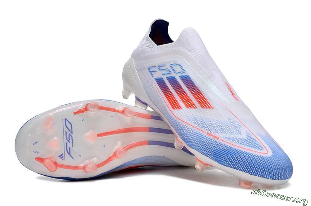 Adidas F50 Adizero FG Football Boots - White/Blue/Orange 0