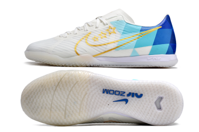 Nike Air Zoom Mercurial Vapor 15 Academy IC Football Shoes - White/Gold/Jade/Blue