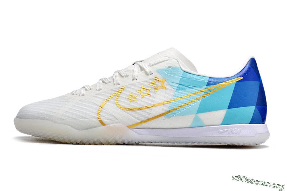 Nike Air Zoom Mercurial Vapor 15 Academy IC Football Shoes - White/Gold/Jade/Blue 3