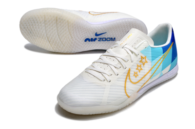 Nike Air Zoom Mercurial Vapor 15 Academy IC Football Shoes - White/Gold/Jade/Blue