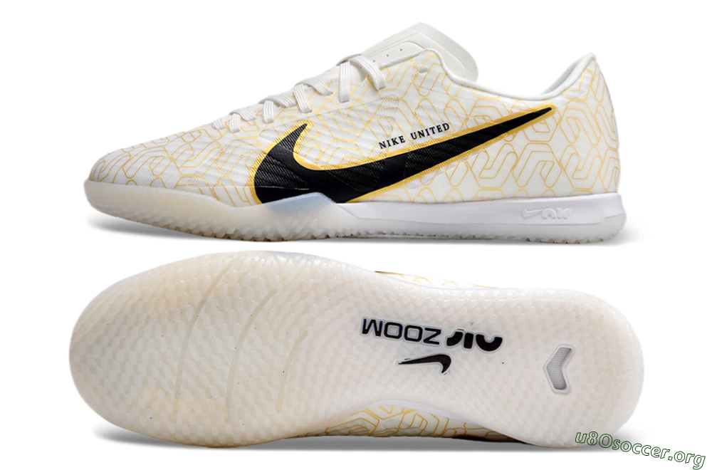 Nike Air Zoom Mercurial Vapor 15 Academy IC Football Shoes - White/Gold/Black 1