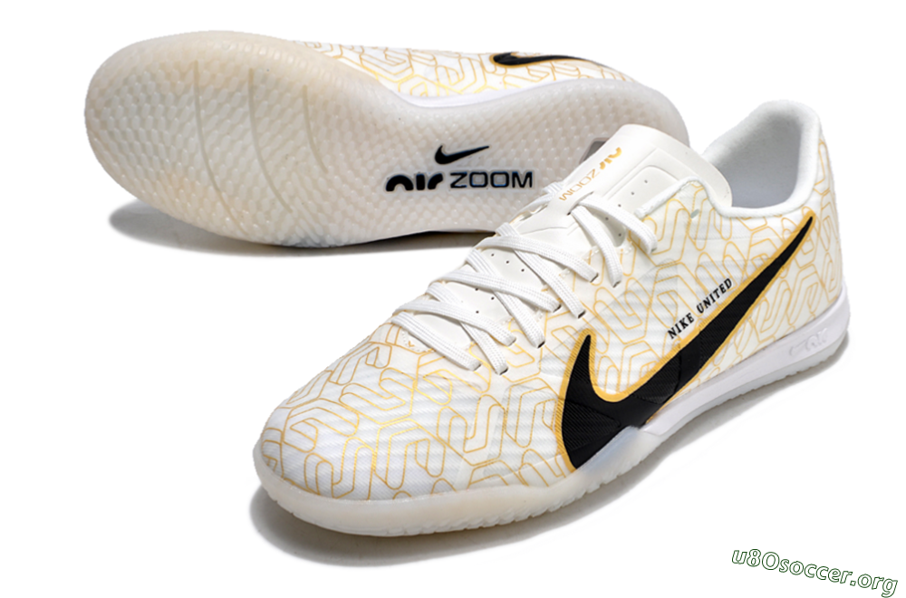 Nike Air Zoom Mercurial Vapor 15 Academy IC Football Shoes - White/Gold/Black 0