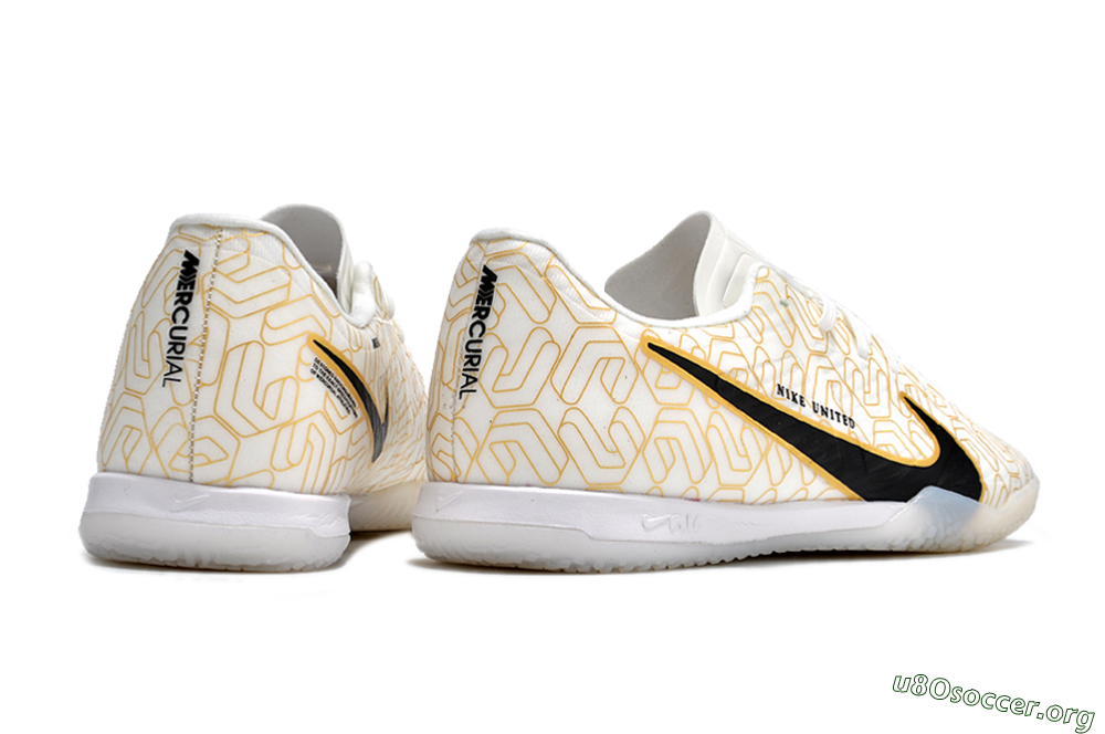 Nike Air Zoom Mercurial Vapor 15 Academy IC Football Shoes - White/Gold/Black 6