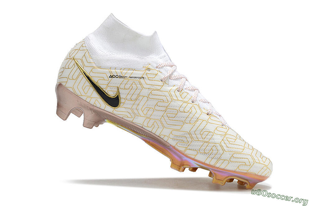 Nike Air Zoom Mercurial Superfly 9 Elite MR FG Football Boots - White/Black/Gold 4