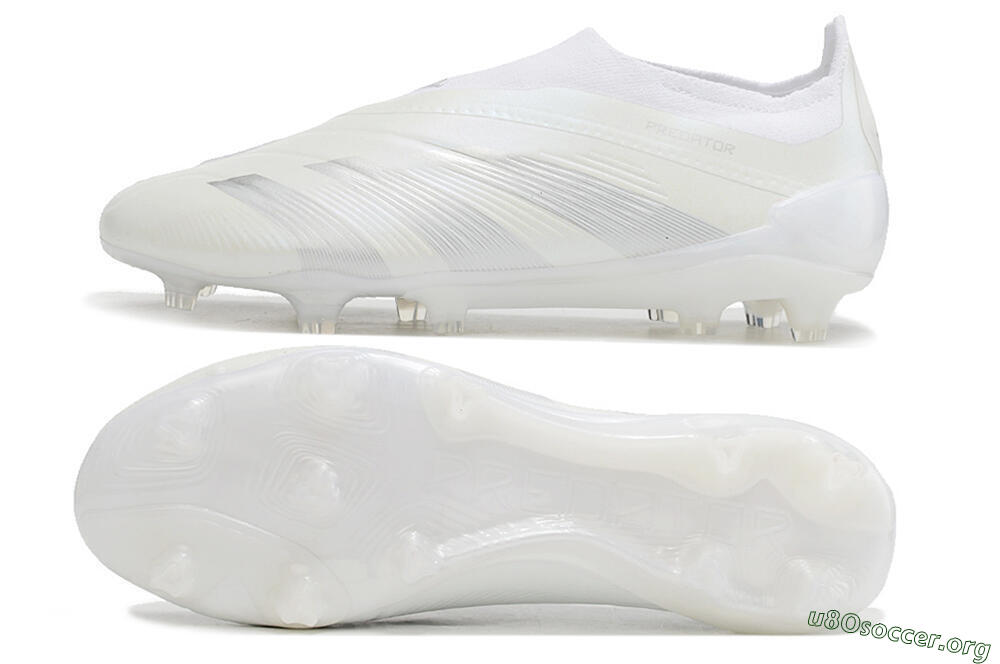 Adidas Predator Elite Laceless FG Football Boots - White/Silver 1